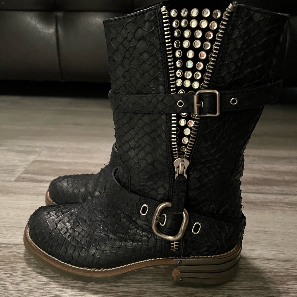 Baldan Python print biker boots size 36